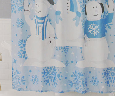 Arctic Enchantment Blue & White Snowman 13-Piece Shower Curtain Set
