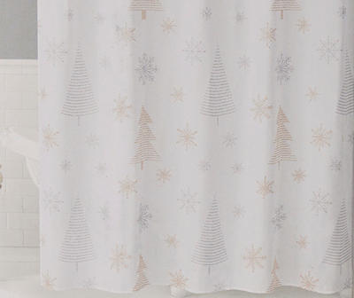 Arctic Enchantment White Metallic Trees 13-Piece Shower Curtain Set