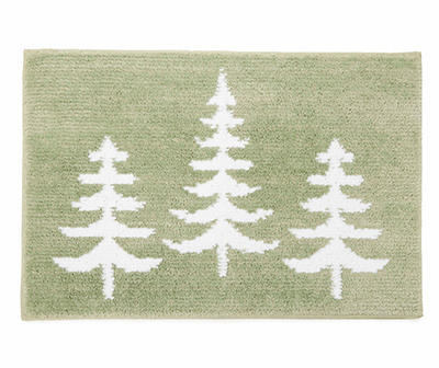 Arctic Enchantment Green Frosted Forest Bath Rug