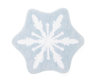 Arctic Enchantment Blue & White Snowflake Shaped Bath Rug