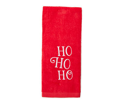 Home for the Holidays "Ho Ho Ho" Red Embroidered Hand Towel