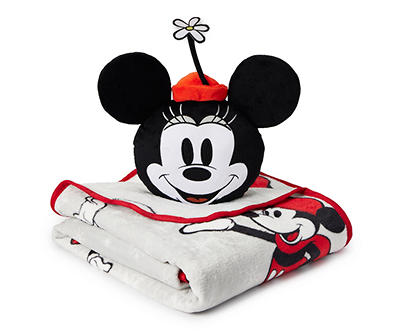 Gray & Red Mickey Mouse Snowy Day Nogginz Pillow & Plush Blanket Set