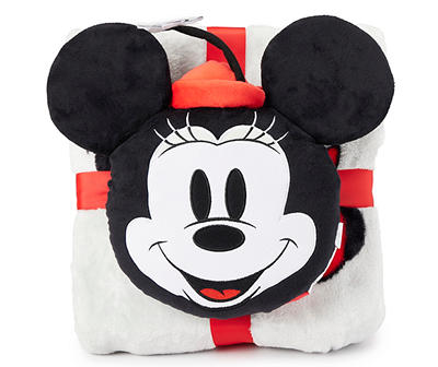 Gray & Red Mickey Mouse Snowy Day Nogginz Pillow & Plush Blanket Set