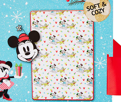White Mickey & Minnie Sweater Sleigh Nogginz Pillow & Plush Blanket Set