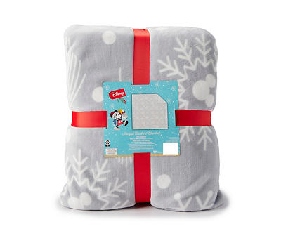 Gray & White Snowy Mickey Sherpa-Backed Full/Queen Blanket