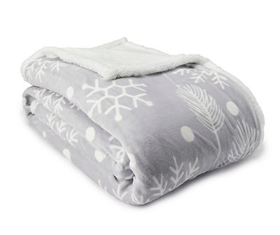 Gray & White Snowy Mickey Sherpa-Backed Full/Queen Blanket
