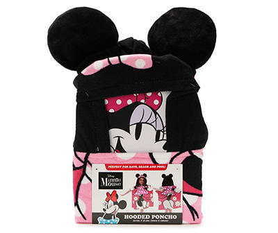 Pink & Black Minnie Mouse Hooded Towel
