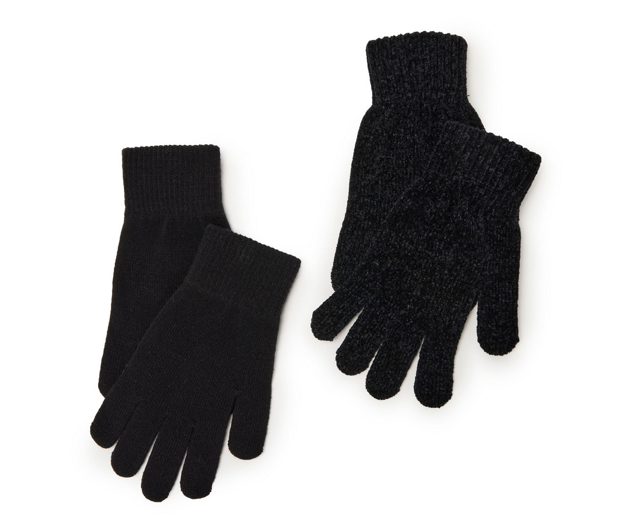 Black Chenille 2-Pair Gloves Set
