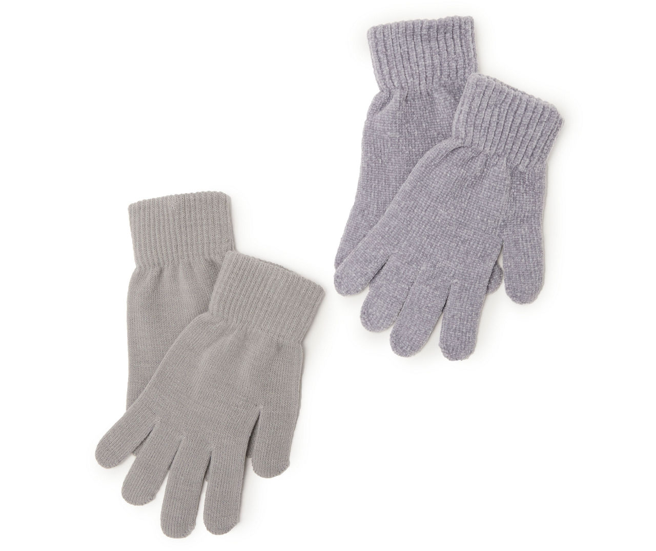 Gray Chenille 2-Pair Gloves Set