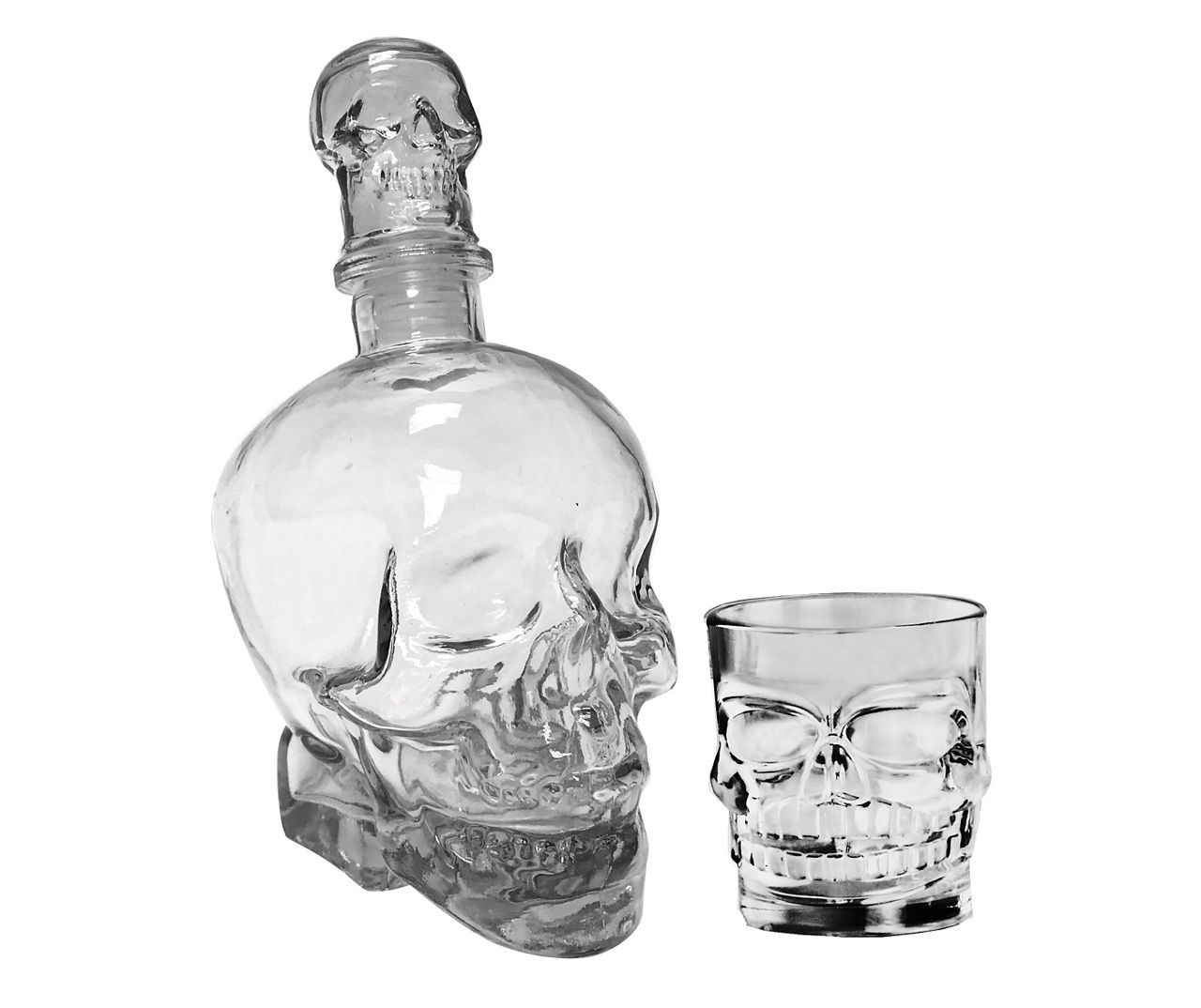 Stereotype schattig Het pad Circle Glass Skull 3-Piece Whiskey Decanter & Rocks Glass Set | Big Lots