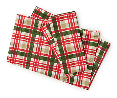 Red, Green & White Plaid Flannel Full 4-Piece Sheet Set