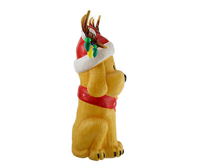 28" Dog Wearing Antlers Light-Up Blow Mold Decor