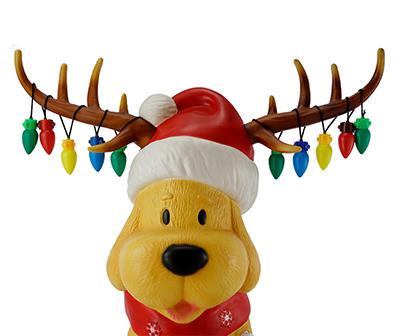 28" Dog Wearing Antlers Light-Up Blow Mold Decor
