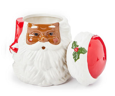 Santa Face Ceramic Cookie Jar II, (8.9")