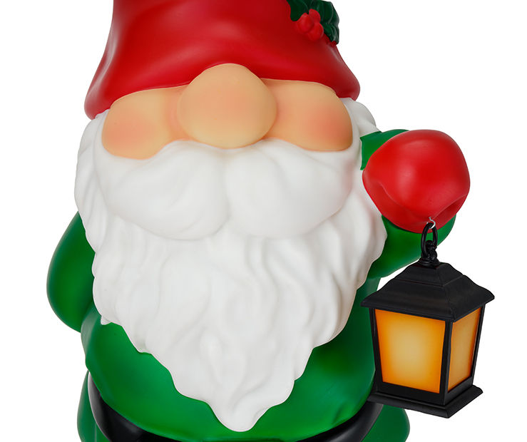 28" Gnome Holding Lantern Light-Up Blow Mold Decor