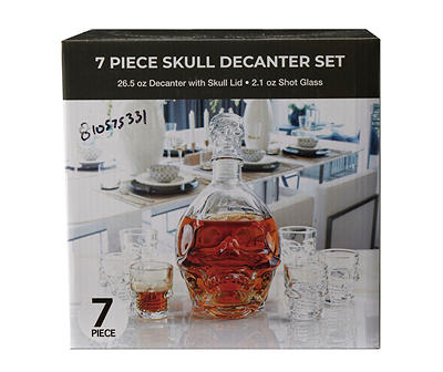 Skull 7-Piece Decanter & Shot Glass Set