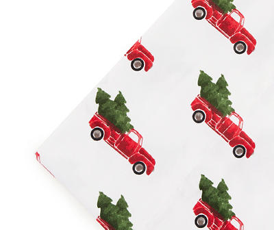 Winter Wonder Lane White & Red Tree Truck Pattern Microfiber Sheet Set