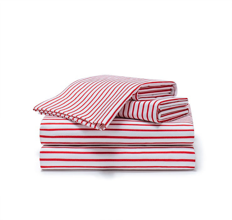 Red & White Stripe Microfiber Queen 4-Piece Sheet Set