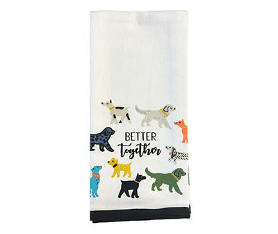 "Better Together" White & Multi-Color Dog Print 2-Piece Kitchen Towel Set