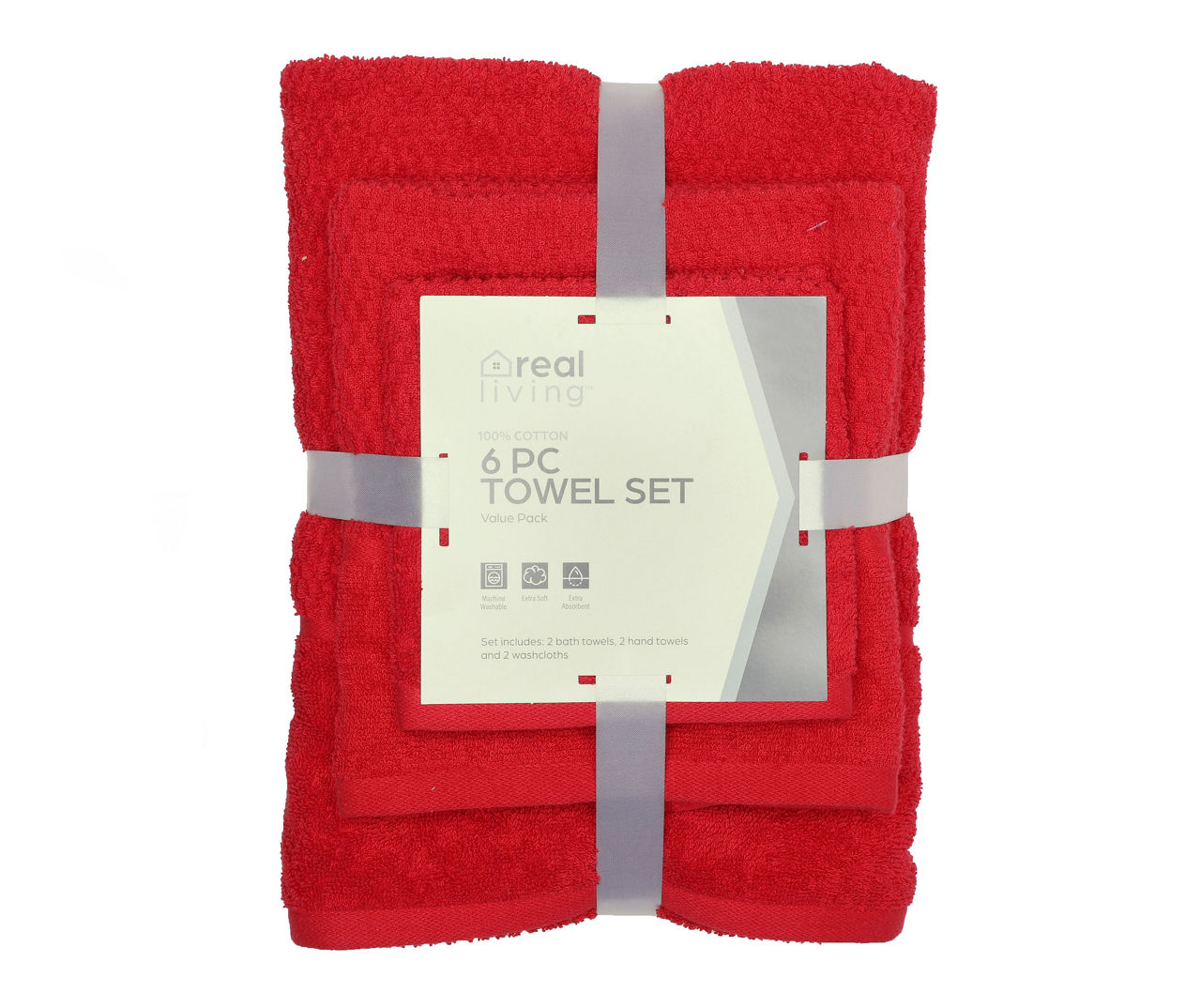 Urban Red Checkerboard Texture 6-Piece Towel Set