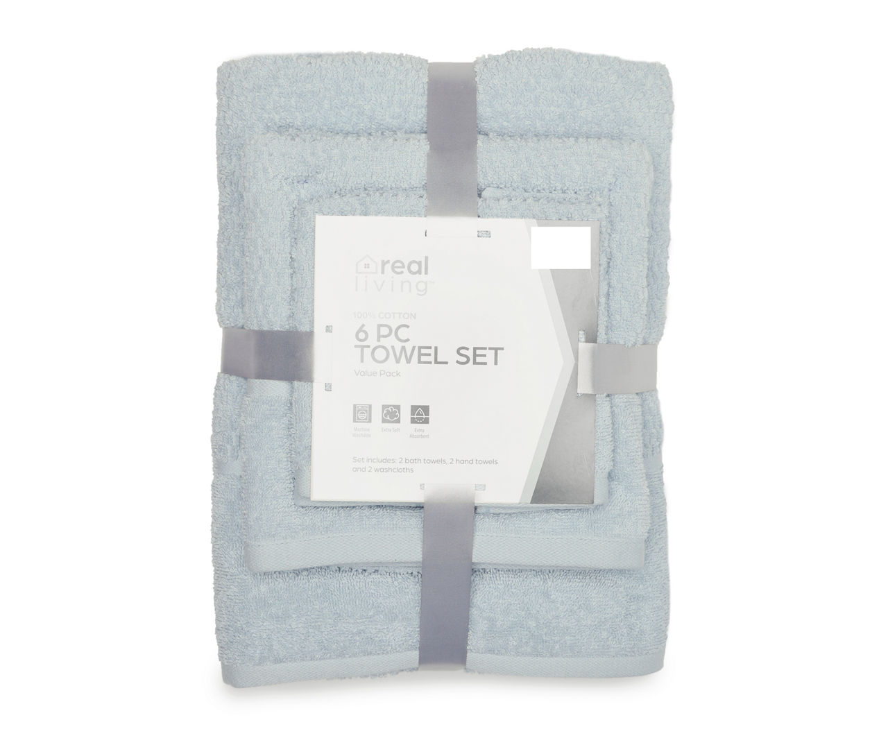 Niagara Mist Blue Checkerboard Texture 6-Piece Towel Set