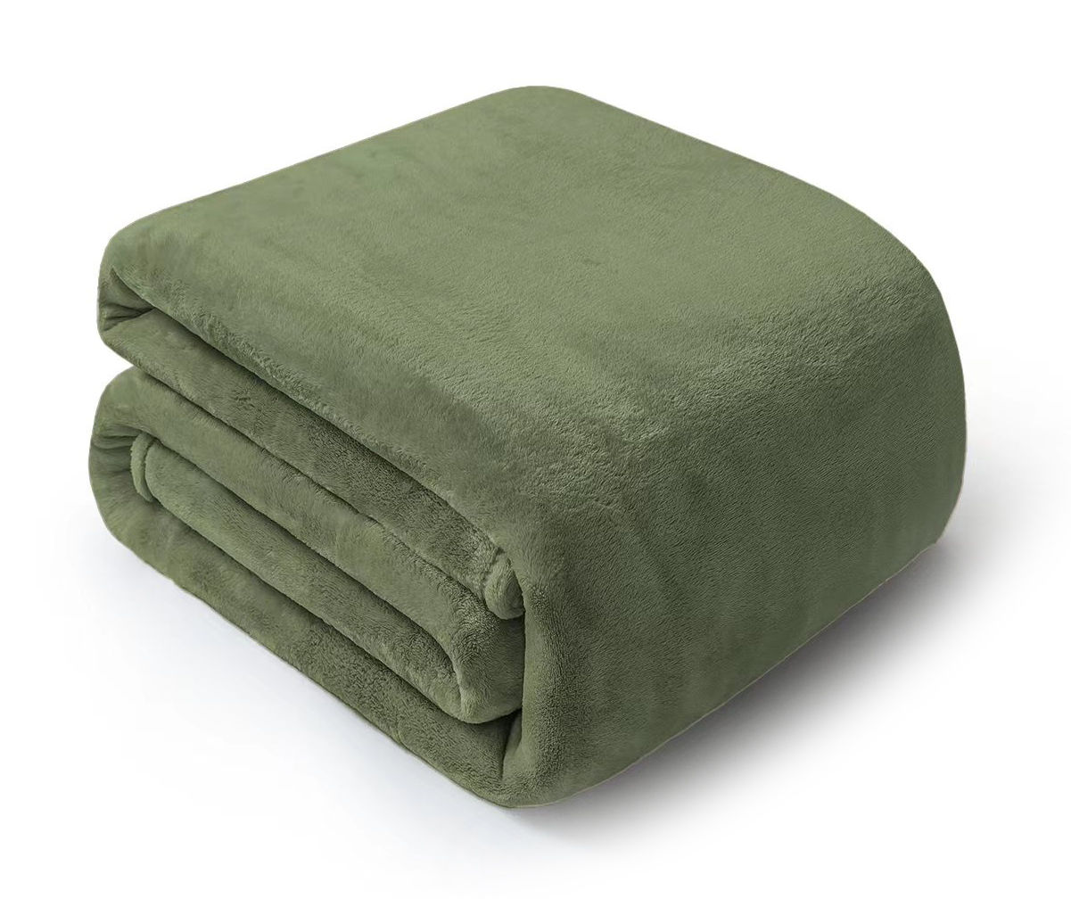 Vetiver Green Velvet Plush Twin/Full Blanket