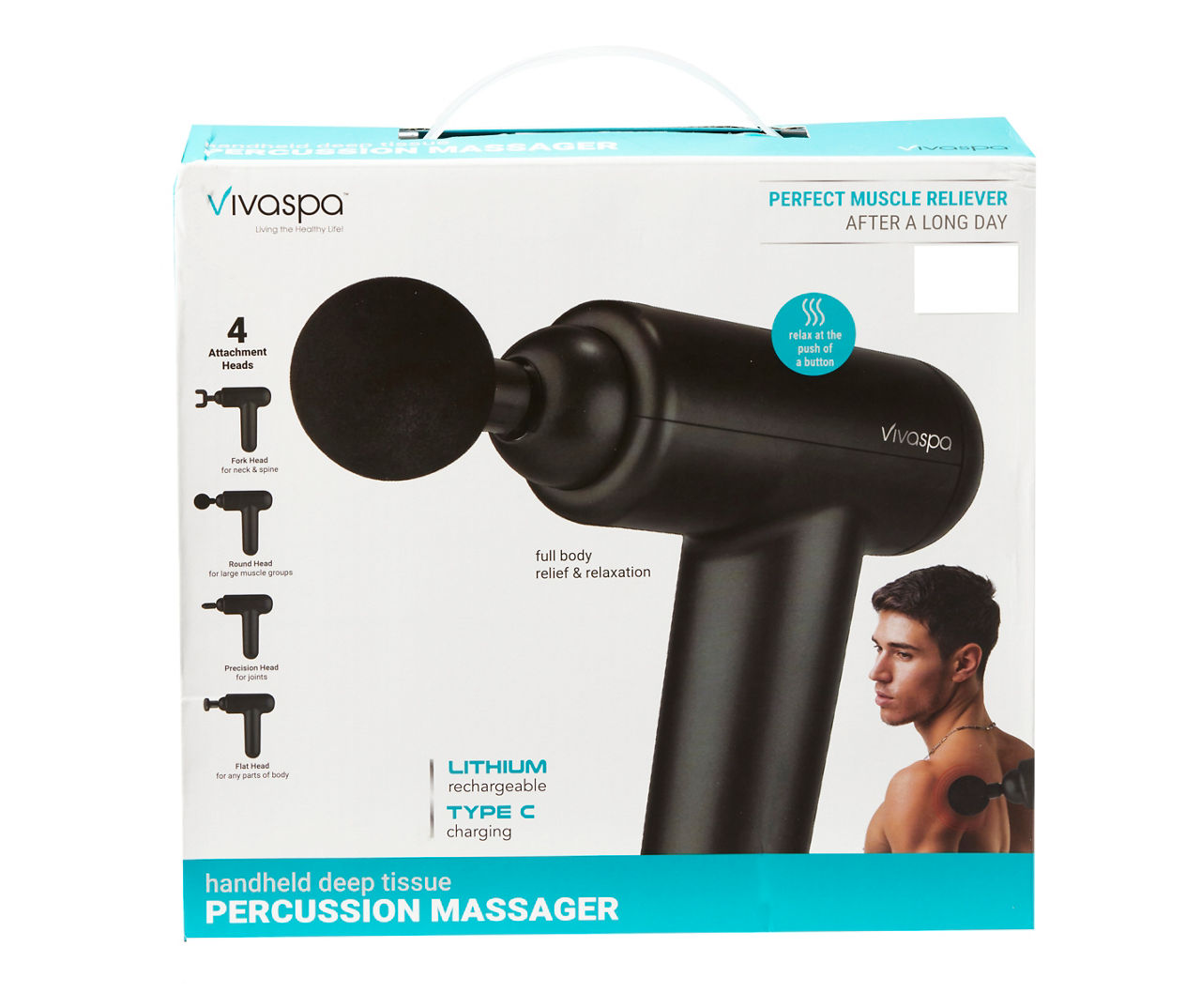 VIVASPA Handheld Deep Tissue Percussion Massager - Cordless