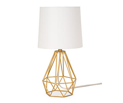 Gold & White Geometric Open Frame Table Lamp With Shade