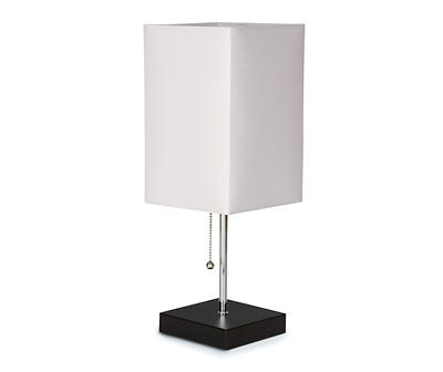 White & Black Square Table Lamp With Shade & USB Port