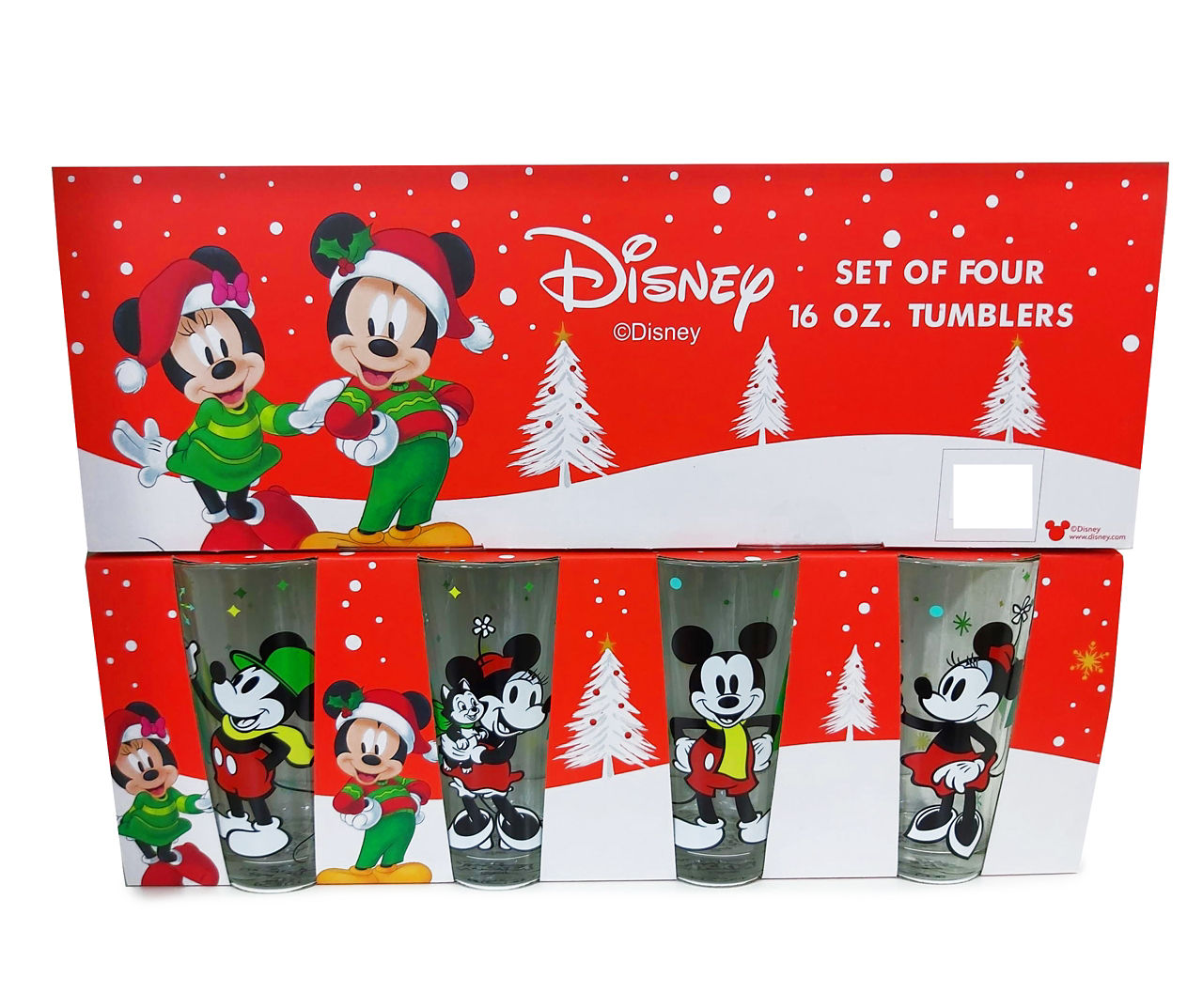 Mickey & Minnie Mouse Christmas Glassware Set