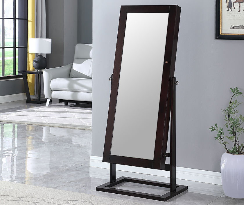 floor mirror with jewelry storage