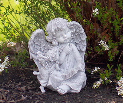 8.25" Angel Reading Books Garden Statuary