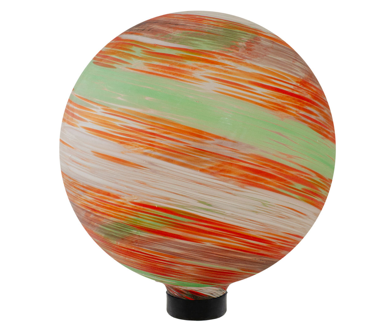 10" Orange & Green Swirl Glass Gazing Ball