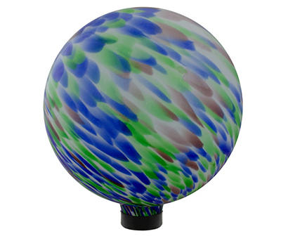 10" Blue, Green & Purple Swirl Glass Gazing Ball