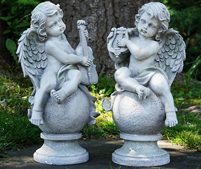 Musical Cherub Angels 2-Piece Garden Statuary Set