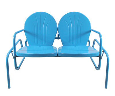 Turquoise 2-Person Metal Glider Bench