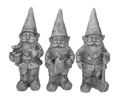 Gray Gnome 3-Piece Garden Statuary Set