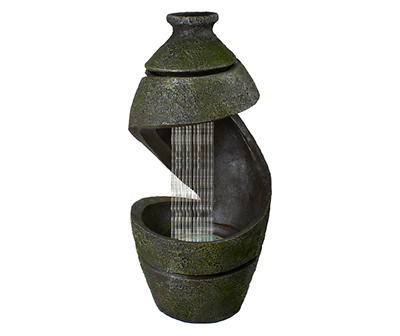 Mossy Pottery Resin Fountain