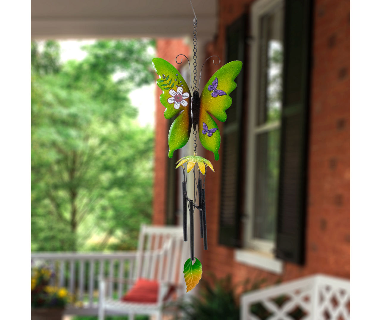 15.75" Green Butterfly Metal Windchime