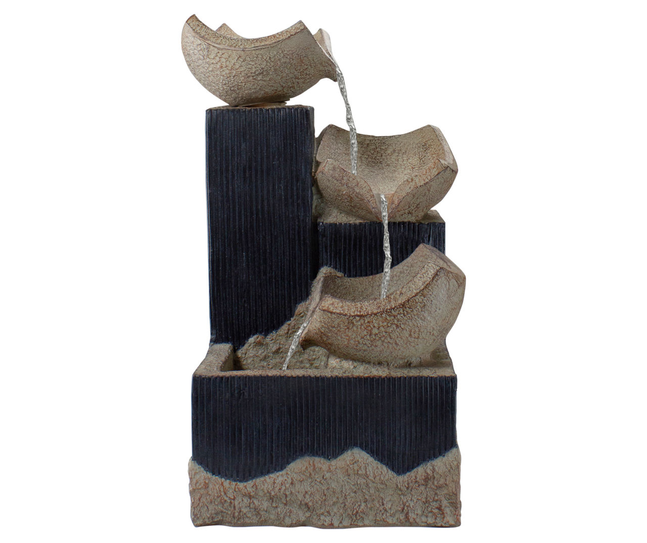 Cascading 3-Tier Bowl LED Polystone Fountain