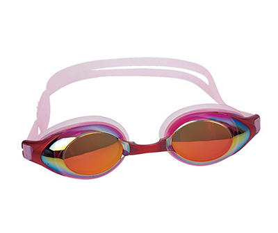 Pink Mirrored Competition Swimming Goggles