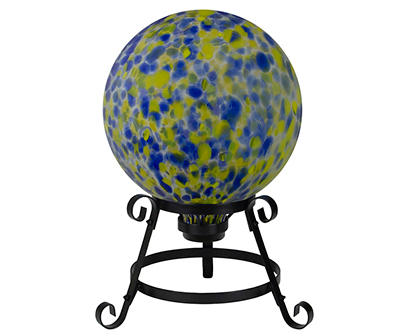 10" Yellow & Blue Speckle Glass Gazing Ball