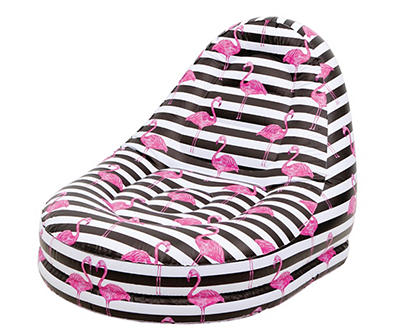 Flamingo & Black Stripe Inflatable Lounge Chair