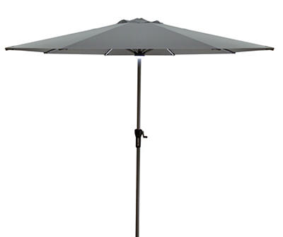 9' Gray Solar Light Tilt Market Patio Umbrella