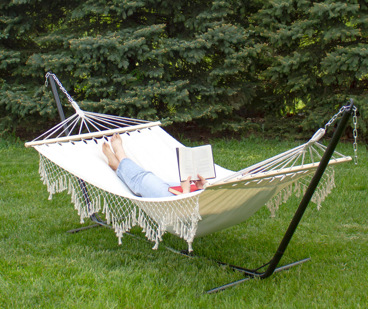 Northlight Beige Macrame Single Hammock