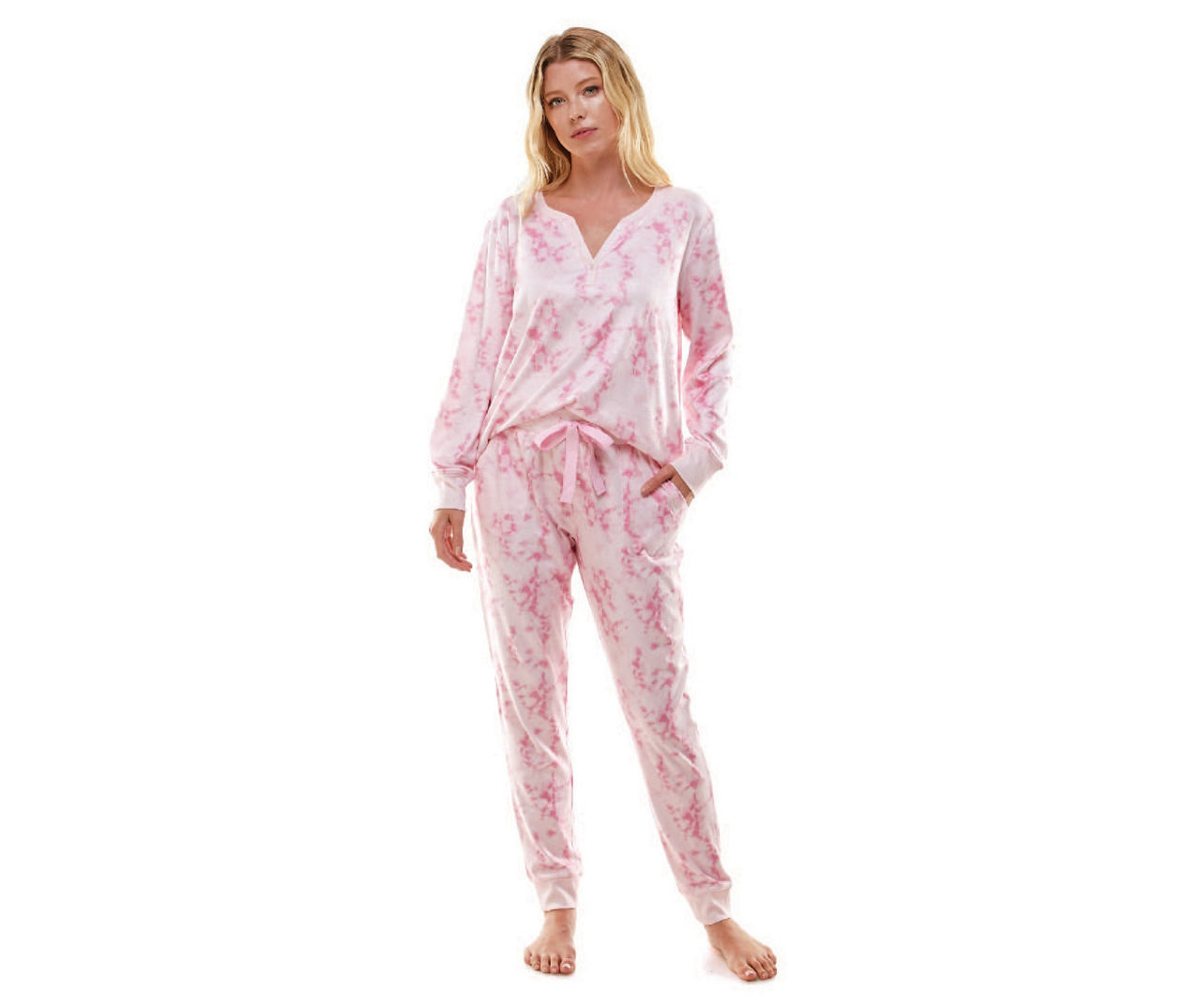 Jaclyn Jaclyn Women's Pink TieDye 2Piece Fleece Lounge Set Big Lots