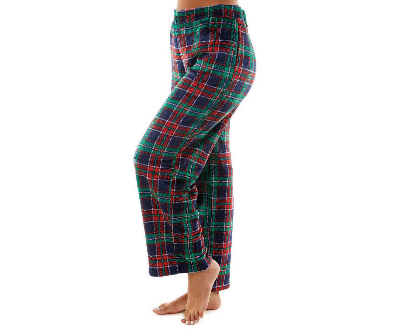 Jaclyn Jaclyn Women's Red & Green Plaid Plush Pajama Pants