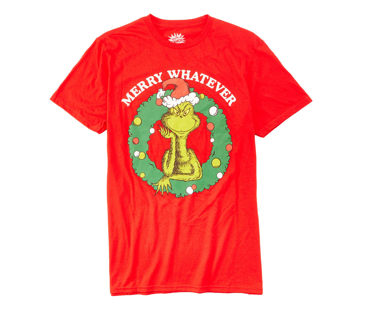 Men's Size L "Merry Whatever" Red Grinch Graphic Tee