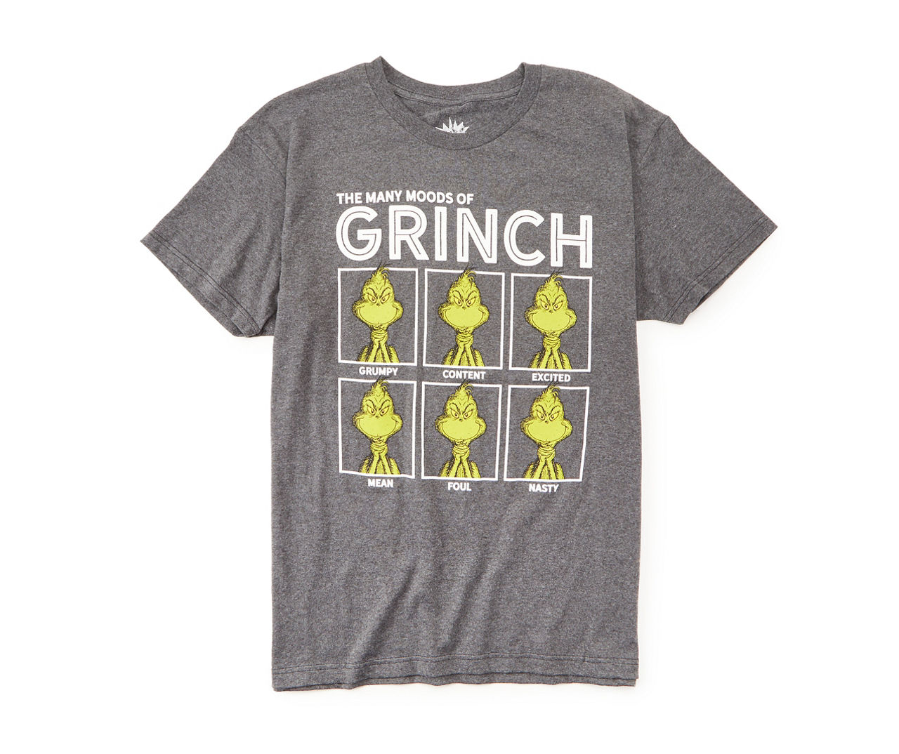 Men's Size 2X-Large "Moods of Grinch" Charcoal Heather Graphic Tee