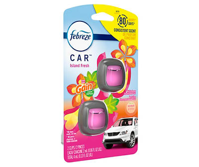 Island Fresh with Gain Car Air Freshener Vent Clip, 2-Pack